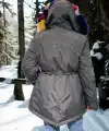 Kadın Premium Doğal Kürk Su Geçirmez Kapüşonlu Mont - Füme