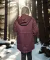 Kadın Premium Doğal Kürk Uzun Kollu Deri Ceket - Bordo