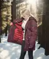 Kadın Premium Doğal Kürk Uzun Kollu Deri Ceket - Bordo