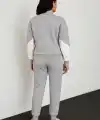 Kadın Premium Parçalı Eşofman Alt-Üst Takım - Dik Yaka Fermuarlı Sweatshirt - Gri