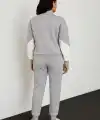 Kadın Premium Parçalı Eşofman Takım - Dik Yaka Fermuarlı Sweatshirt - Gri
