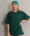 Kadın Regular Fit Tişört Bisiklet Yaka Yazlık Kısa Kol Basıc T-Shirt - Yeşil