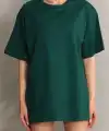 Kadın Regular Fit Tişört Bisiklet Yaka Yazlık Kısa Kol Basıc T-Shirt - Yeşil