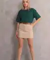 Kadın Regular Fit Tişört Bisiklet Yaka Yazlık Kısa Kol Basıc T-Shirt - Yeşil