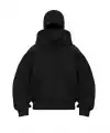 Kadın Samuray Ninja Çift Kapüşonlu Maske Detaylı 3 İplik Hoodie - Siyah