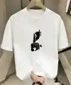 Kadın T-Shirt Bisiklet Yaka Kısa kol Baskılı tişört - Beyaz