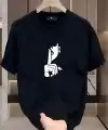 Kadın T-Shirt Bisiklet Yaka Kısa kol Baskılı Tişört - Siyah