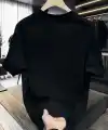 Kadın T-Shirt Bisiklet Yaka Kısa kol Baskılı Tişört - Siyah