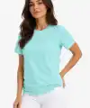 Kadın T-Shirt Bisiklet Yaka Slim Fit Likralı Tişört Günlük Basic Body - Turkuaz