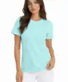 Kadın T-Shirt Bisiklet Yaka Slim Fit Likralı Tişört Günlük Basic Body - Turkuaz