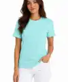 Kadın T-Shirt Bisiklet Yaka Slim Fit Likralı Tişört Günlük Basic Body - Turkuaz