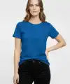 Kadın T-Shirt Bisiklet Yaka Slim Fit Likralı Tişört Yazlık Basic Body - İndigo