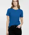 Kadın T-Shirt Bisiklet Yaka Slim Fit Likralı Tişört Yazlık Basic Body - İndigo