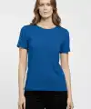 Kadın T-Shirt Bisiklet Yaka Slim Fit Likralı Tişört Yazlık Basic Body - İndigo