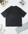Kadın T-Shirt Ördek Baskılı Bisiklet Yakalı Kısa kol Tişört - Siyah