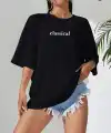 Kadın T-shirt Penye Compack Classical Baskılı Kısa kol Tişört - Siyah