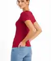 Kadın T-Shirt V Yaka Slim Fit Likralı Tişört Yazlık Basic Body - Kırmızı