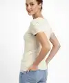 Kadın T-Shirt V Yaka Slim Fit Likralı Tişört Yazlık Basic Body - Taş