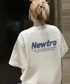 Kadın Tişört Newtro Baskılı Oversize Bisiklet Yaka T-shirt - Beyaz