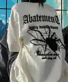 Kadın Tişört Örümcek Baskılı Bisiklet Yaka T-shirt - Beyaz