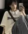 Kadın Tişört Örümcek Baskılı Bisiklet Yaka T-shirt - Beyaz