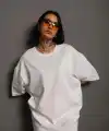 Kadın Tişört Yazlık Düz Kısa kol Penye T-shirt - Beyaz