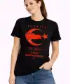 Kadın TÜRKİYE Ay Yıldız 2026 Dünya Kupasi Taraftar Forma T-Shirt - Siyah