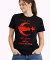 Kadın TÜRKİYE Ay Yıldız 2026 Dünya Kupasi Taraftar Forma T-Shirt - Siyah