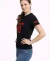 Kadın TÜRKİYE Ay Yıldız Baskılı 10 Numara Forma Tişört Taraftar T-Shirt - Siyah