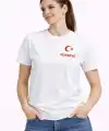 Kadın TÜRKİYE Ay Yıldız Baskılı Taraftar Forma T-Shirt - Beyaz