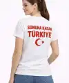 Kadın TÜRKİYE Ay Yıldız Baskılı Taraftar Forma T-Shirt - Beyaz