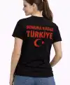 Kadın TÜRKİYE Ay Yıldız Baskılı Taraftar Forma T-Shirt - Siyah