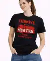 Kadın TÜRKİYE Baskılı Tişört Ay Yıldız 2026 Dünya Kupası Taraftar Forma T-Shirt - Siyah
