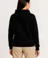 Kadın Üç İplik Kapüşonlu Tam Fermuarlı Kanguru Çepli SweatShirt Hoodie - Siyah