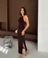 Kadın Uzun Abiye Elbise Yırtmaçlı Sırt Dekolteli Şık Gece Elbisesi - Kahverengi