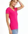 Kadın V Yaka Tişört Kısa Kol Slim Fit T-shirt 3lü Set Pembe-Açık Mavi-Ekru