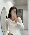 Kadın V Yaka uzun Kollu Triko ince Bluz - Beyaz