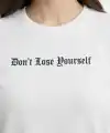 Kadın Wafıl Kumaş Tişört Regular Kalıp Bisiklet Yaka Baskılı T-Shirt - Beyaz