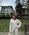 Kadın Yakalı Cizgi Detaylı Triko İkili Alt-Üst Takım - Beyaz