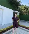 Kadın Yakalı Gömlek Kemerli Şortlu Alt-Üst Takım - Bordo