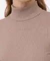 Kadın Yarım Balıkçı Yaka Fitilli Kaşkorse Atlet Basic Şık Badi - Bej