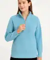 Erkek Yarım Fermuarlı Triko Kazak Selanik Örgü Dik Yaka Pamuklu Dokuma - Mint Yeşili