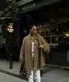 Kadın Yün Cıkartılabilen Atkılı , Kaban İkili Takım - Kahve