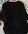 Kadınlar için Siyah Kedi Grafik Tişört - Oversize Kısa Kollu Üst Nefes Alabilir - Siyah
