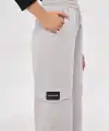Kargo Cepli Palazzo Oversize Kesim İki iplik Bol Paça Eşofman Altı Pantolon - Gri