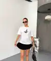 Kısa Kol Baskılı T-shirt - Beyaz