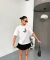 Kısa Kol Baskılı T-shirt - Beyaz