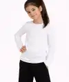 Kız Çocuk Basic Uzun Kollu Tişört Okul Günlük Rahat T-Shirt - Beyaz