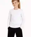 Kız Çocuk Basic Uzun Kollu Tişört Okul Günlük Rahat T-Shirt - Beyaz