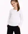 Kız Çocuk Basic Uzun Kollu Tişört Okul Günlük Rahat T-Shirt - Beyaz